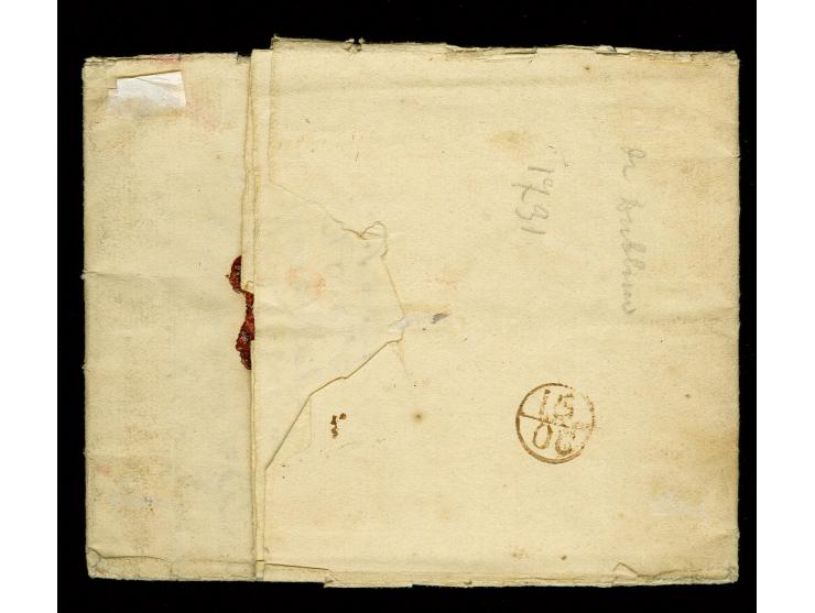 1631, Entire letter from Dublin via London and Holland to Luxemburg, on reverse small bishop mark, on front circle "PD", appl
