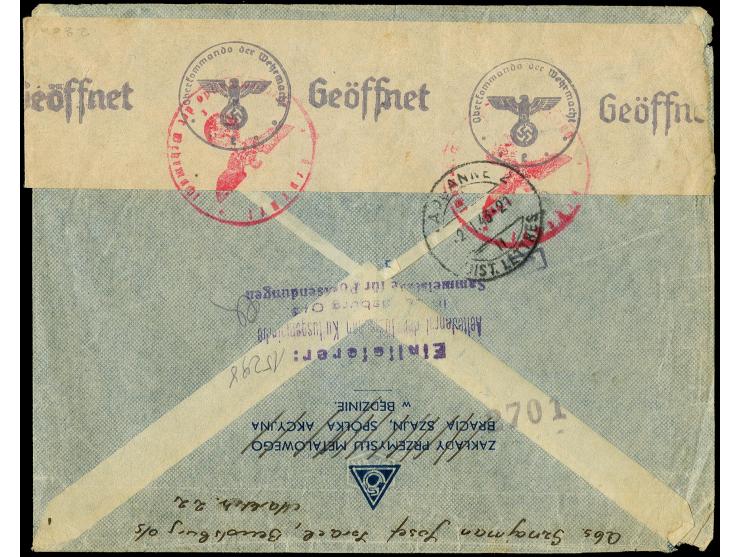Ghetto Bendsburg: 1942, "Einlieferer: Aeltestenrat der Jüdischen Kultusgemeinde Bendsburg O/S Sammelstelle für Postsendungen"