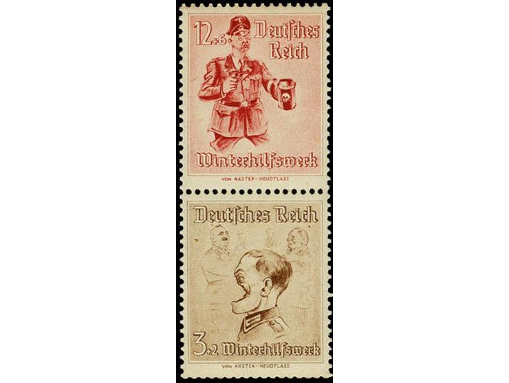 12 Pfg. Himmler und 3 Pfg. Göring im senkrechten Zusammendruckpaar, postfrisch, untere Marke etwas unregelmäßig gezähnt, post