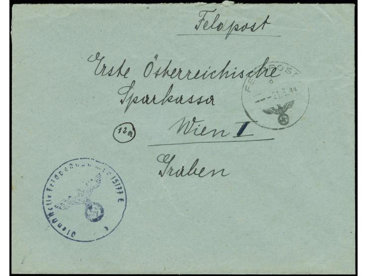 1944, Feldpostbrief mit Briefstempel der Prüfstelle (Feldpostnummer 15177 E) und Normstempel "d 21.3.44" nach Wien, rückseiti