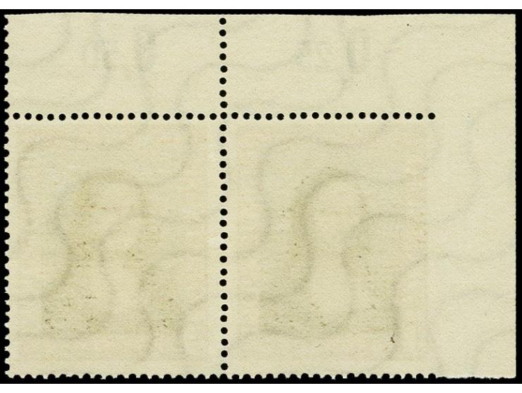 1952, Mona Lisa 5 Pfg. im waagerechten Paar aus der linken oberen Bogenecke, links ungezähnt, postfrisch, tadellos
