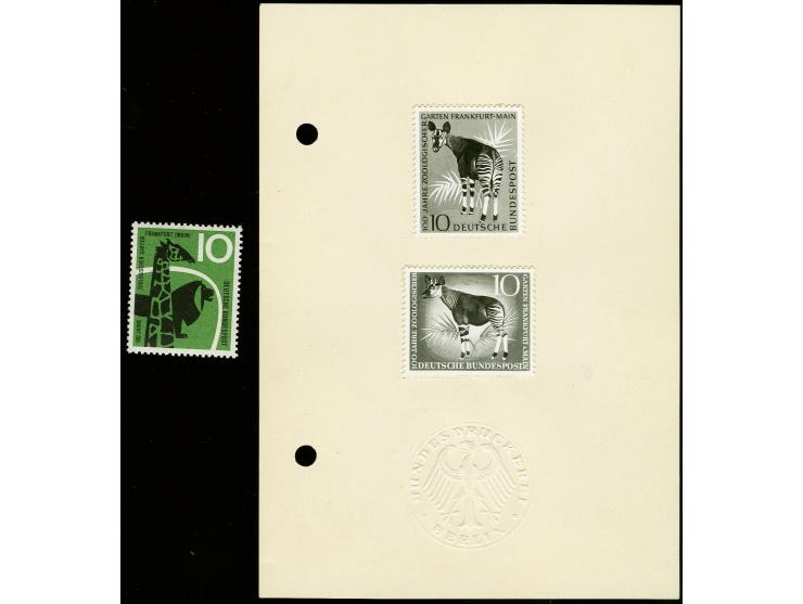 1958, Zoologischer Garten Frankfurt, zwei Photo-Essays in nicht verausgabter Zeichnung, gezähnt und auf Vorlagekarton mit Tro