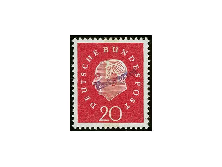 1959, Heuss III 20 Pfg. mit 4½mm breitem senkrechten Phosphorstreifenaufdruck in der Markenmitte, postfrisch, tadellos