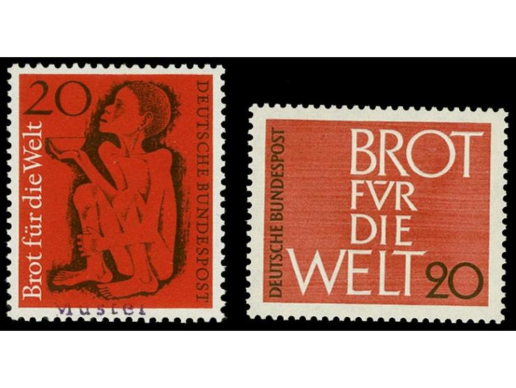 1961, "Brot für die Welt" 20 Pfg. postfrisch mit obligatorischem Handstempel "Muster", einwandfrei, Fotoattest Schlegel BPP