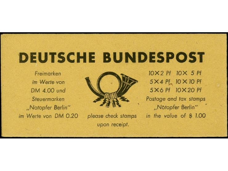 1950, Bauten-Freimarkenheftchen, Verrechnungsprovosirium der hessichen Devisenpostanstalten, Heftchendeckel auf braungelbem K