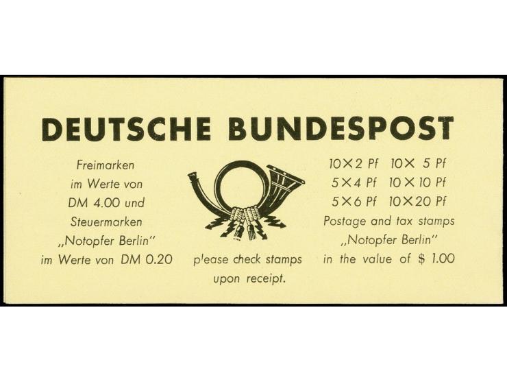 1950, Bauten-Freimarkenheftchen, Verrechnungsprovosirium der hessichen Devisenpostanstalten, Heftchendeckel auf hellgelbem Ka