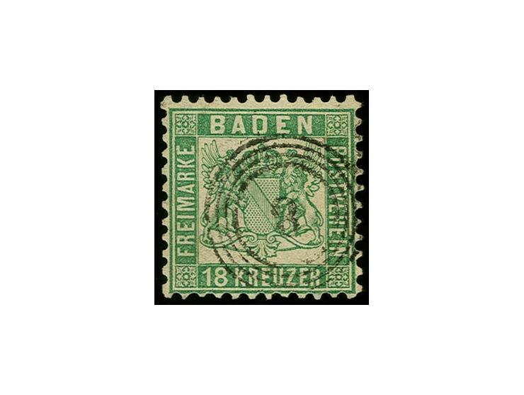 18 Kr. grün, farbfrisch und gut gezähnt mit klarer Nr. "8", Kabinett, sign. Brettl BPP