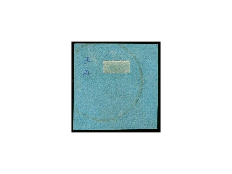"165" RITTERSBACH, sauber auf 1858, 3 Kr. auf blau, rechts Randlinienschnitt, sonst breitrandig, kleine falzhelle Stelle, son