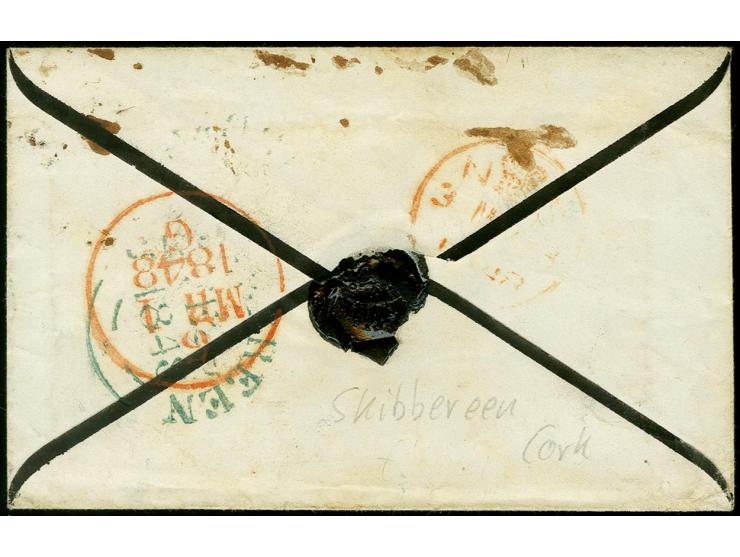 1848, "CROOKHAVEN Penny Post", clear on small mourning cover to Malta