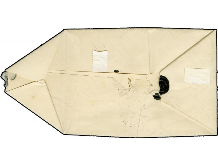 BRITISH STAMPS USED IN IRELAND: 1840, 1 d. black, plate 10, horizontal pair FI/FJ, two spots at right just clear, otherwise g