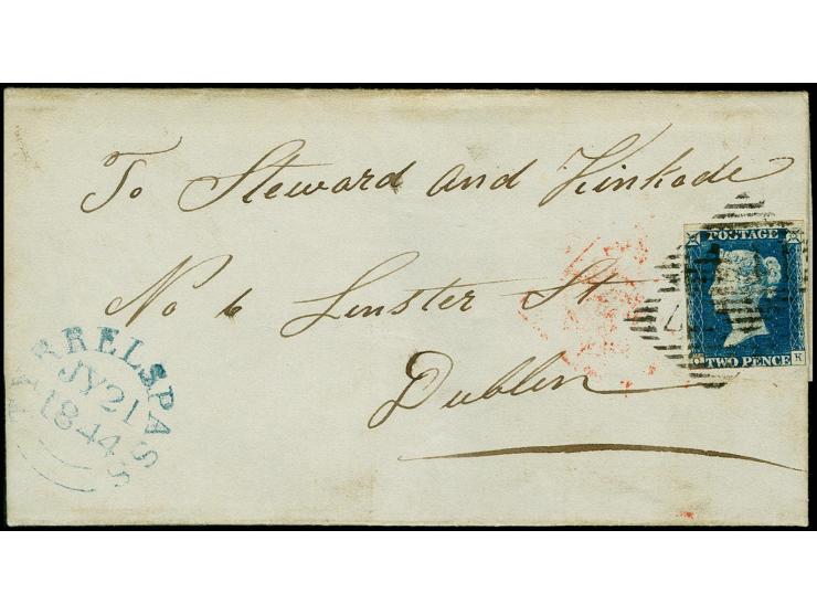 1840, 2 d. blue, OK, clear at bottom, otherwise good to large margins, tied by numeral "441" to entire letter with adjacent c