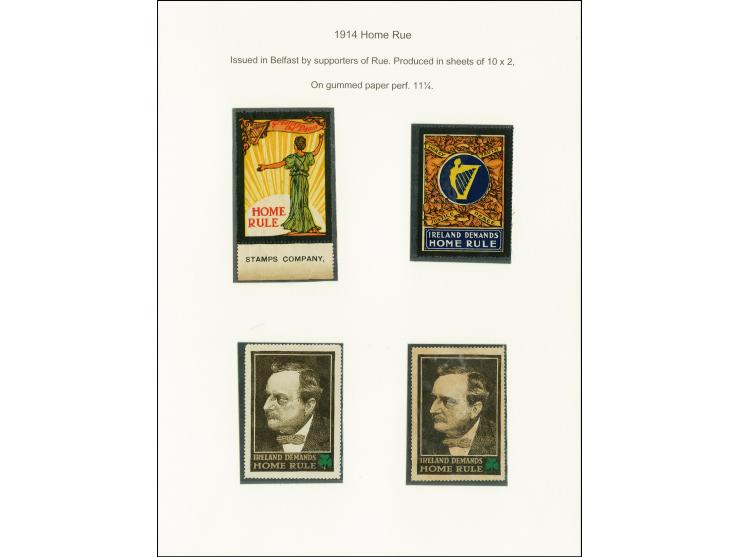 1914, Homerule 1 d. Hibernia, 1 d. Redmond (2) and 1 d. harp, unused, 2 with faults