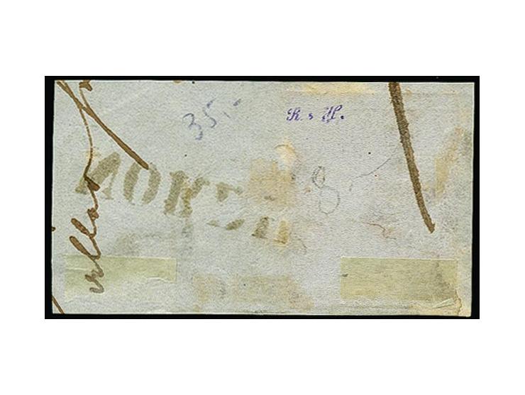 "NORDHORN", sauber auf 1 Gutegroschen auf graublau auf Briefstück, geringe Patina