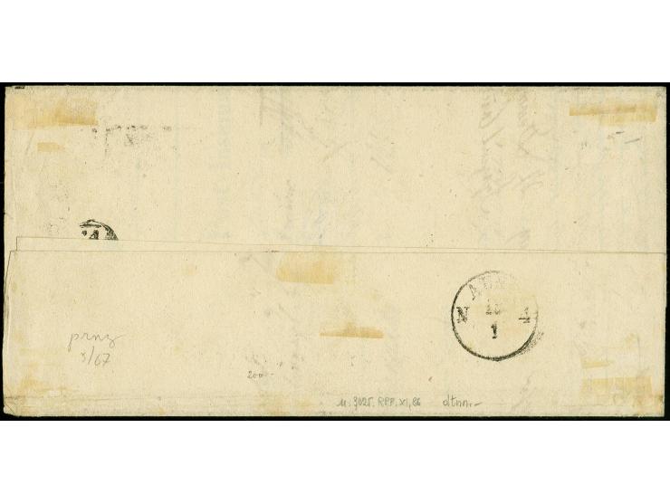 2 Sgr. blau im waagerechten Paar, voll- bis breitrandig mit Nr. "119" und nebengesetztem Ra2 "PAKOCZ 17 1" (1859) auf Postbeh