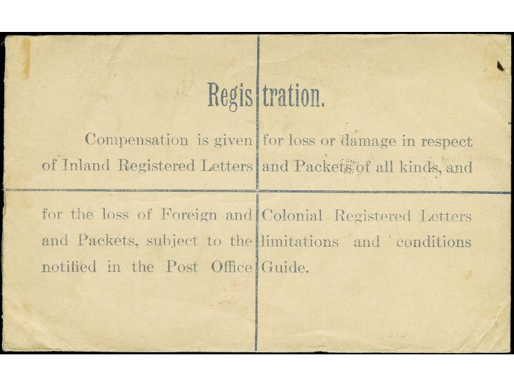 1922, Upsize British register envelope 2 d.+3 d. with additional franking ½ d., used during the postal strike with clear cds.