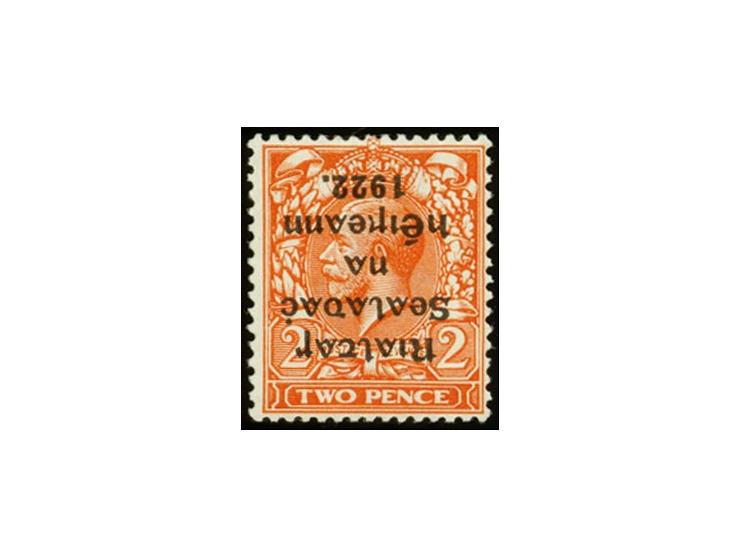 1922, Rialtas 5-line overprint by Thom, 2d. die I, inverted overprint, unused, very fine and scarce, certificate Hamilton-Bow