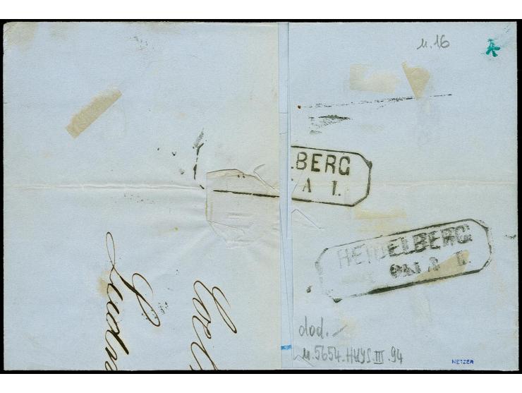 1 Sgr. rosa im waagerechten 3er-Streifen mit Hufeisenstempel "COELN 8 10 67" auf Briefhülle nach Heidelberg, sign. Metzer