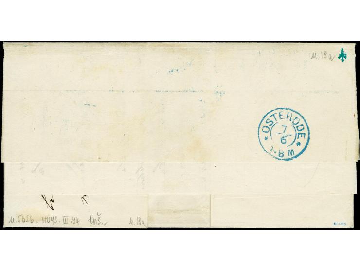 3 Sgr. ocker im waagerechten Paar mit glasklar auf- und nebengesetztem blauen EKr. "BERLIN P.E. No. 2 / 6 6 66" auf kpl. Falt