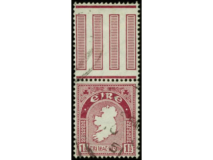 1940, Definitives 1½ d. with gutter at top, used, the only stamp recorded so far originating from a sheet not a booklet, fine