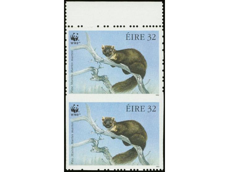 1992, Conservation 32d. as vertical pair from the upper sheet margin, incompletely perforated with blind perforations at side