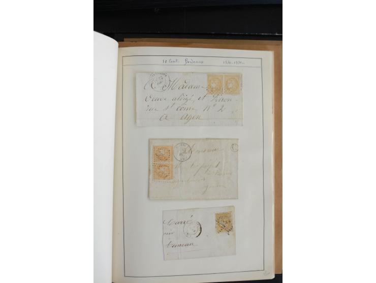 1870, Bordeaux, sehr schöne gestempelte Sammlung mit über 50  Briefen, dabei Mi.-Nr. 37(29), zwei Paare und ein 10er-Block, 3