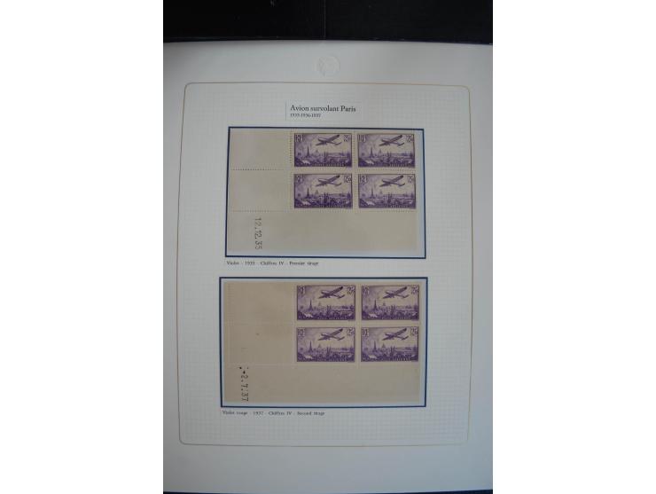 1927/87, Sammlung der Flugpost-Ausgaben mit vielen Eckrand-4er-Blocks mit Druckdaten, einigen Probedrucken etc., dabei u.a. M