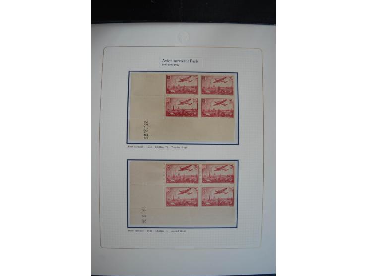 1927/87, Sammlung der Flugpost-Ausgaben mit vielen Eckrand-4er-Blocks mit Druckdaten, einigen Probedrucken etc., dabei u.a. M