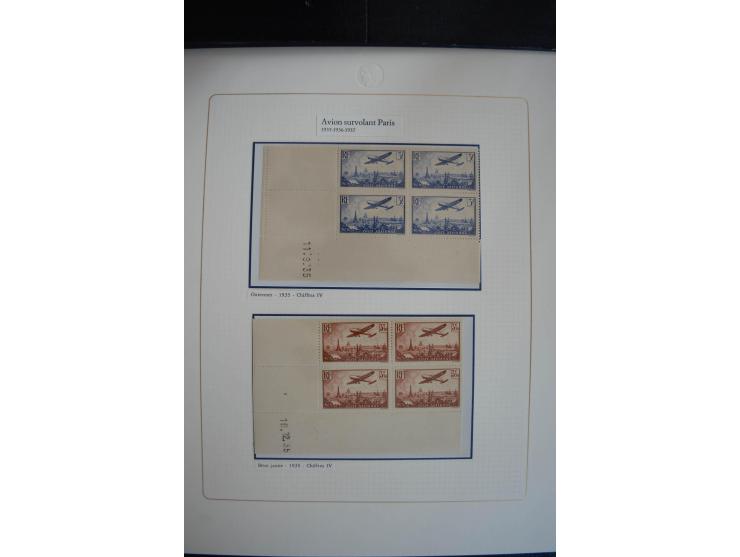 1927/87, Sammlung der Flugpost-Ausgaben mit vielen Eckrand-4er-Blocks mit Druckdaten, einigen Probedrucken etc., dabei u.a. M