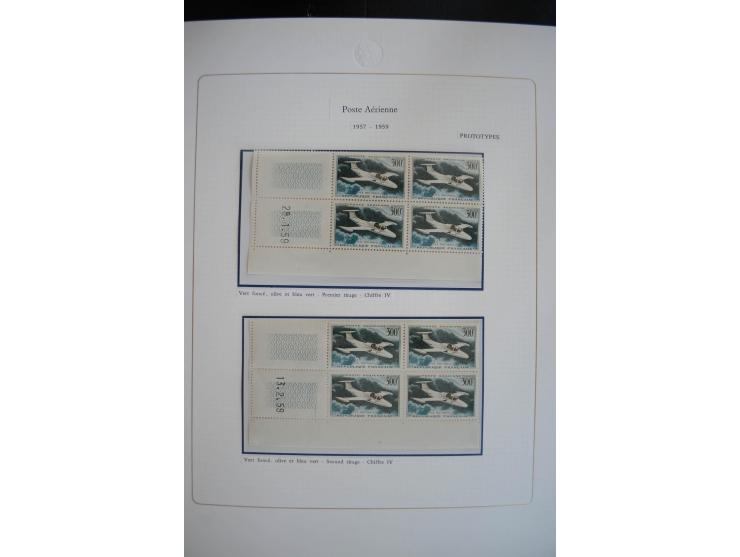 1927/87, Sammlung der Flugpost-Ausgaben mit vielen Eckrand-4er-Blocks mit Druckdaten, einigen Probedrucken etc., dabei u.a. M