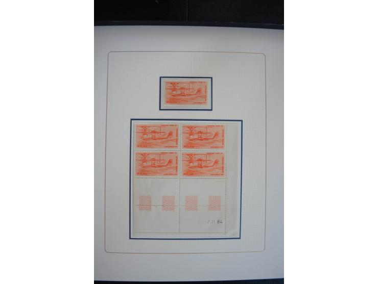 1927/87, Sammlung der Flugpost-Ausgaben mit vielen Eckrand-4er-Blocks mit Druckdaten, einigen Probedrucken etc., dabei u.a. M