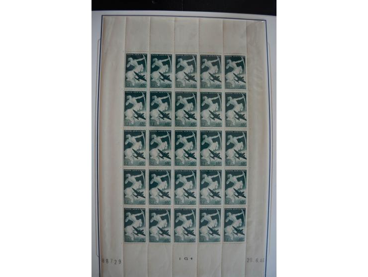 1927/87, Sammlung der Flugpost-Ausgaben mit vielen Eckrand-4er-Blocks mit Druckdaten, einigen Probedrucken etc., dabei u.a. M