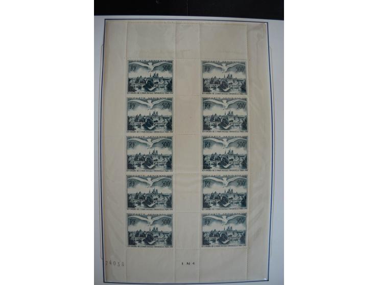 1927/87, Sammlung der Flugpost-Ausgaben mit vielen Eckrand-4er-Blocks mit Druckdaten, einigen Probedrucken etc., dabei u.a. M