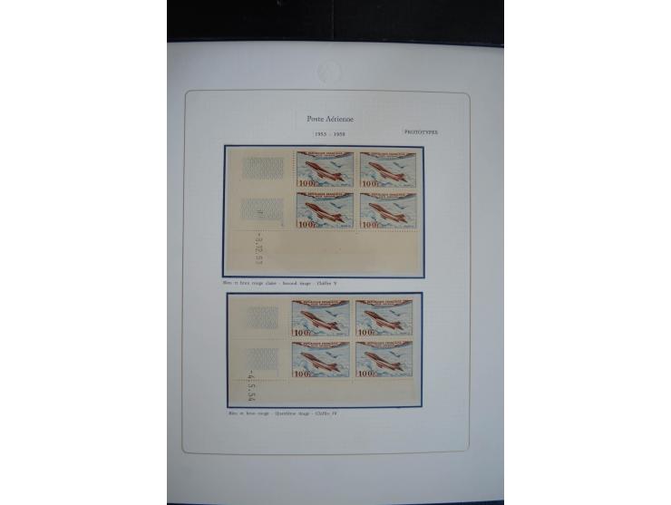1927/87, Sammlung der Flugpost-Ausgaben mit vielen Eckrand-4er-Blocks mit Druckdaten, einigen Probedrucken etc., dabei u.a. M