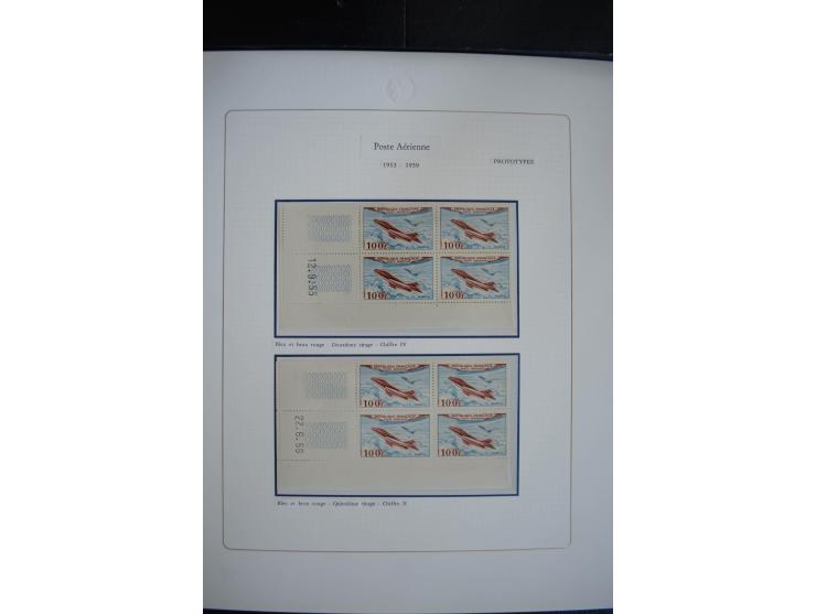 1927/87, Sammlung der Flugpost-Ausgaben mit vielen Eckrand-4er-Blocks mit Druckdaten, einigen Probedrucken etc., dabei u.a. M