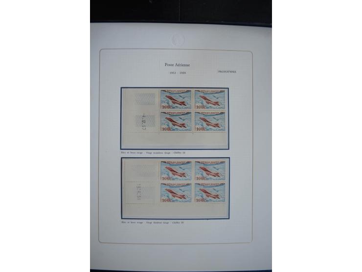 1927/87, Sammlung der Flugpost-Ausgaben mit vielen Eckrand-4er-Blocks mit Druckdaten, einigen Probedrucken etc., dabei u.a. M