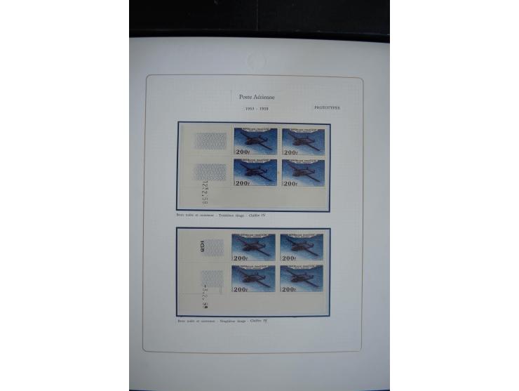 1927/87, Sammlung der Flugpost-Ausgaben mit vielen Eckrand-4er-Blocks mit Druckdaten, einigen Probedrucken etc., dabei u.a. M