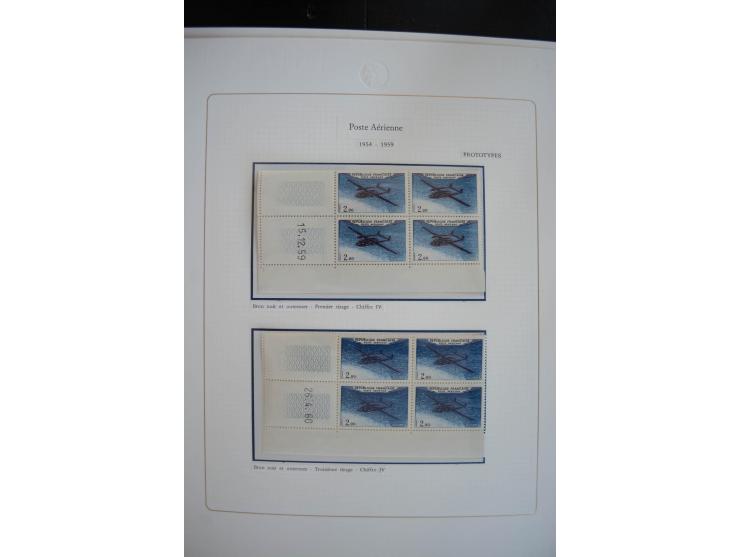 1927/87, Sammlung der Flugpost-Ausgaben mit vielen Eckrand-4er-Blocks mit Druckdaten, einigen Probedrucken etc., dabei u.a. M