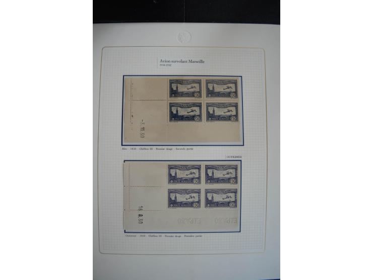 1927/87, Sammlung der Flugpost-Ausgaben mit vielen Eckrand-4er-Blocks mit Druckdaten, einigen Probedrucken etc., dabei u.a. M