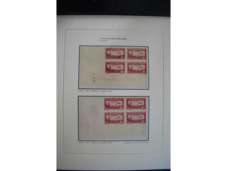 1927/87, Sammlung der Flugpost-Ausgaben mit vielen Eckrand-4er-Blocks mit Druckdaten, einigen Probedrucken etc., dabei u.a. M
