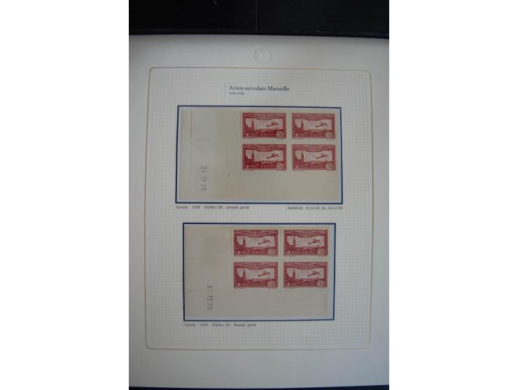1927/87, Sammlung der Flugpost-Ausgaben mit vielen Eckrand-4er-Blocks mit Druckdaten, einigen Probedrucken etc., dabei u.a. M