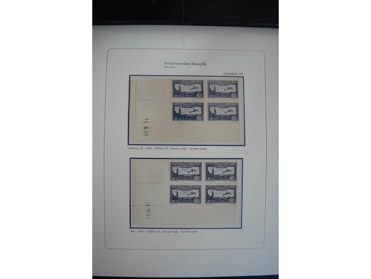 1927/87, Sammlung der Flugpost-Ausgaben mit vielen Eckrand-4er-Blocks mit Druckdaten, einigen Probedrucken etc., dabei u.a. M