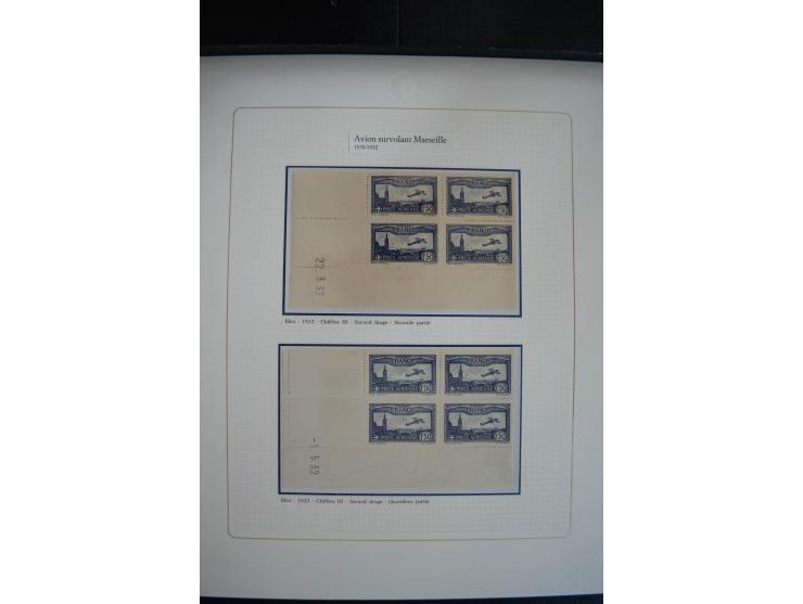 1927/87, Sammlung der Flugpost-Ausgaben mit vielen Eckrand-4er-Blocks mit Druckdaten, einigen Probedrucken etc., dabei u.a. M