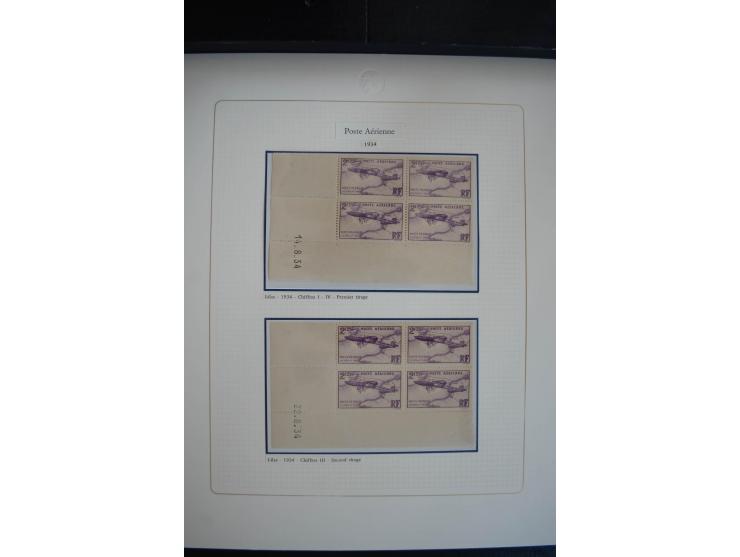 1927/87, Sammlung der Flugpost-Ausgaben mit vielen Eckrand-4er-Blocks mit Druckdaten, einigen Probedrucken etc., dabei u.a. M