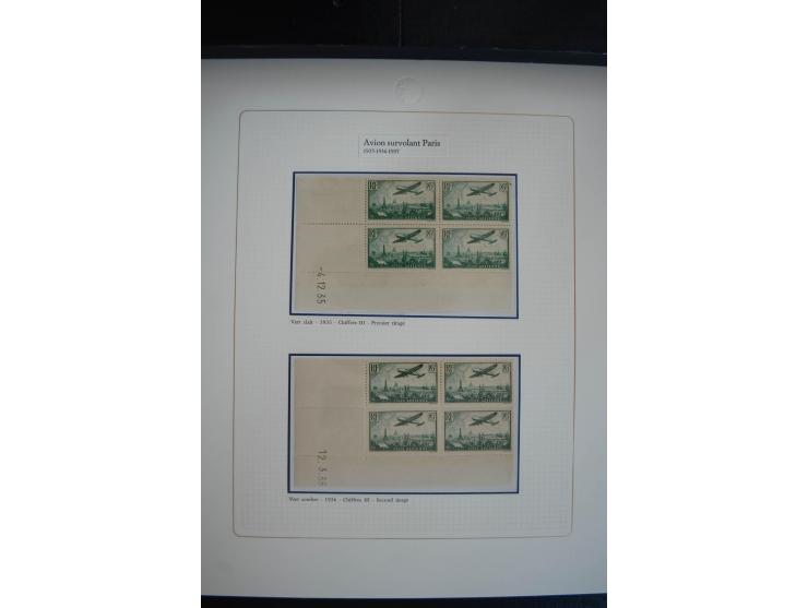 1927/87, Sammlung der Flugpost-Ausgaben mit vielen Eckrand-4er-Blocks mit Druckdaten, einigen Probedrucken etc., dabei u.a. M