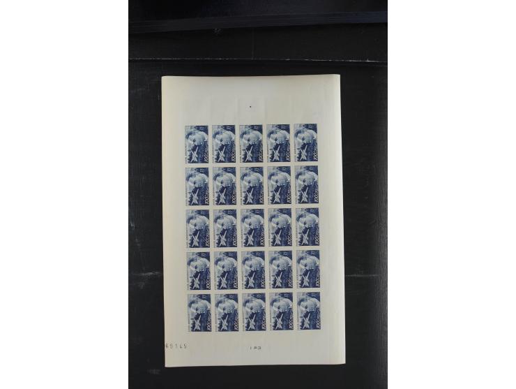 1948/58, Flugpost, 6 Werte je im ungezähnten 25er-Bogen, postfrisch, tadellos (Mi.-Nr. 809-810, 811, 1052, 1120, 1177)