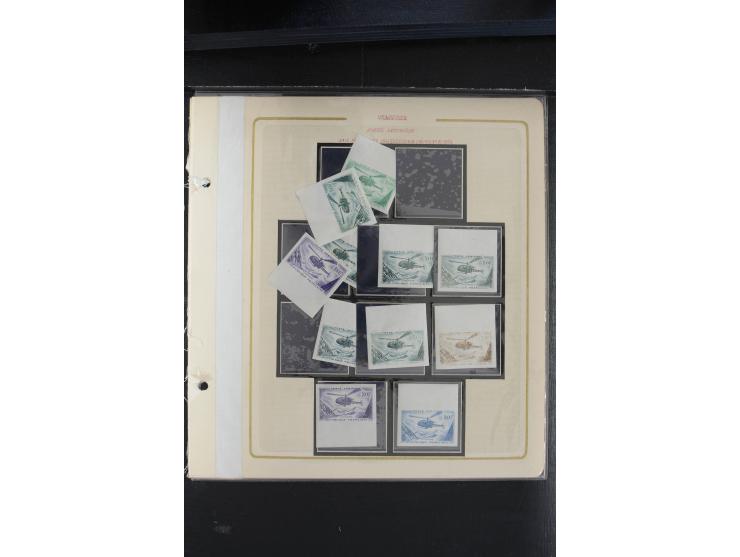 1958, Flugpost 1000 Fr., interessante Partie von über 110 Farbproben, postfrisch, gute Erhaltung