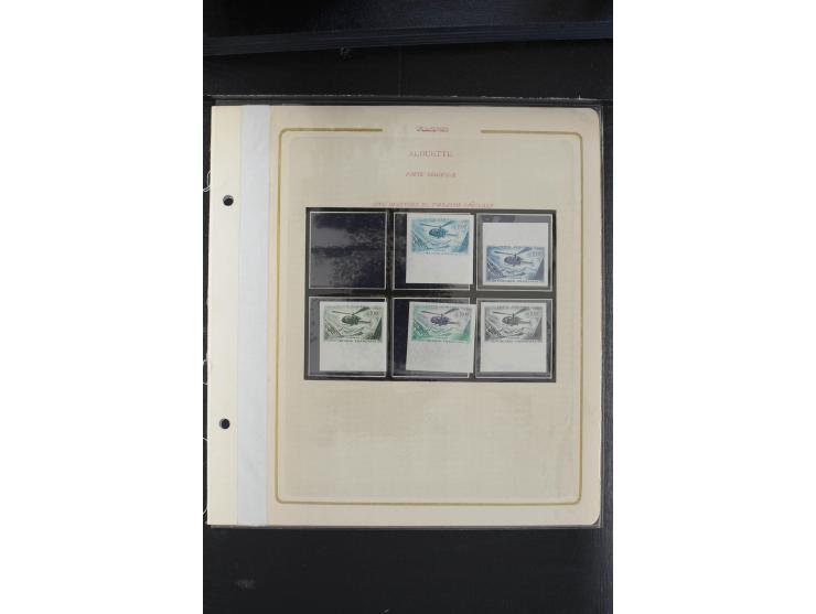 1958, Flugpost 1000 Fr., interessante Partie von über 110 Farbproben, postfrisch, gute Erhaltung
