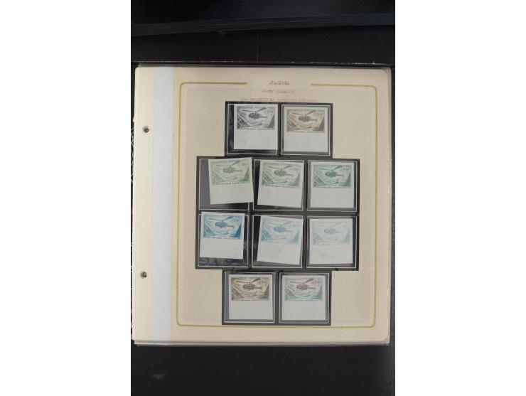 1958, Flugpost 1000 Fr., interessante Partie von über 110 Farbproben, postfrisch, gute Erhaltung