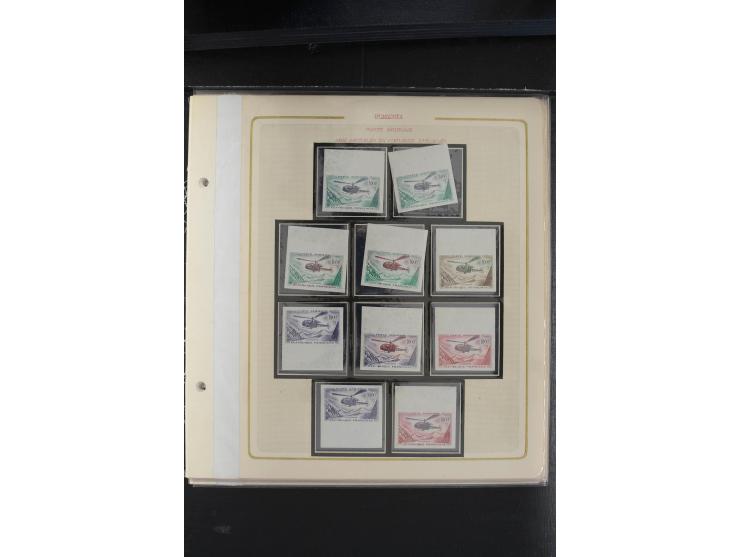 1958, Flugpost 1000 Fr., interessante Partie von über 110 Farbproben, postfrisch, gute Erhaltung