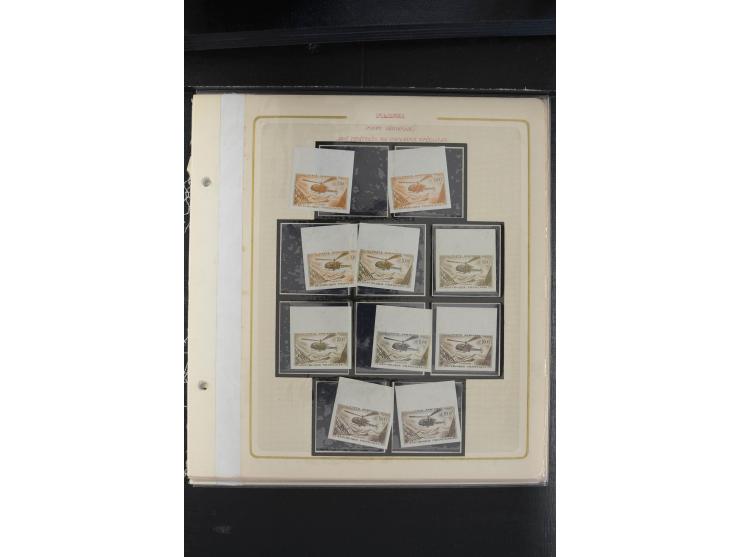 1958, Flugpost 1000 Fr., interessante Partie von über 110 Farbproben, postfrisch, gute Erhaltung